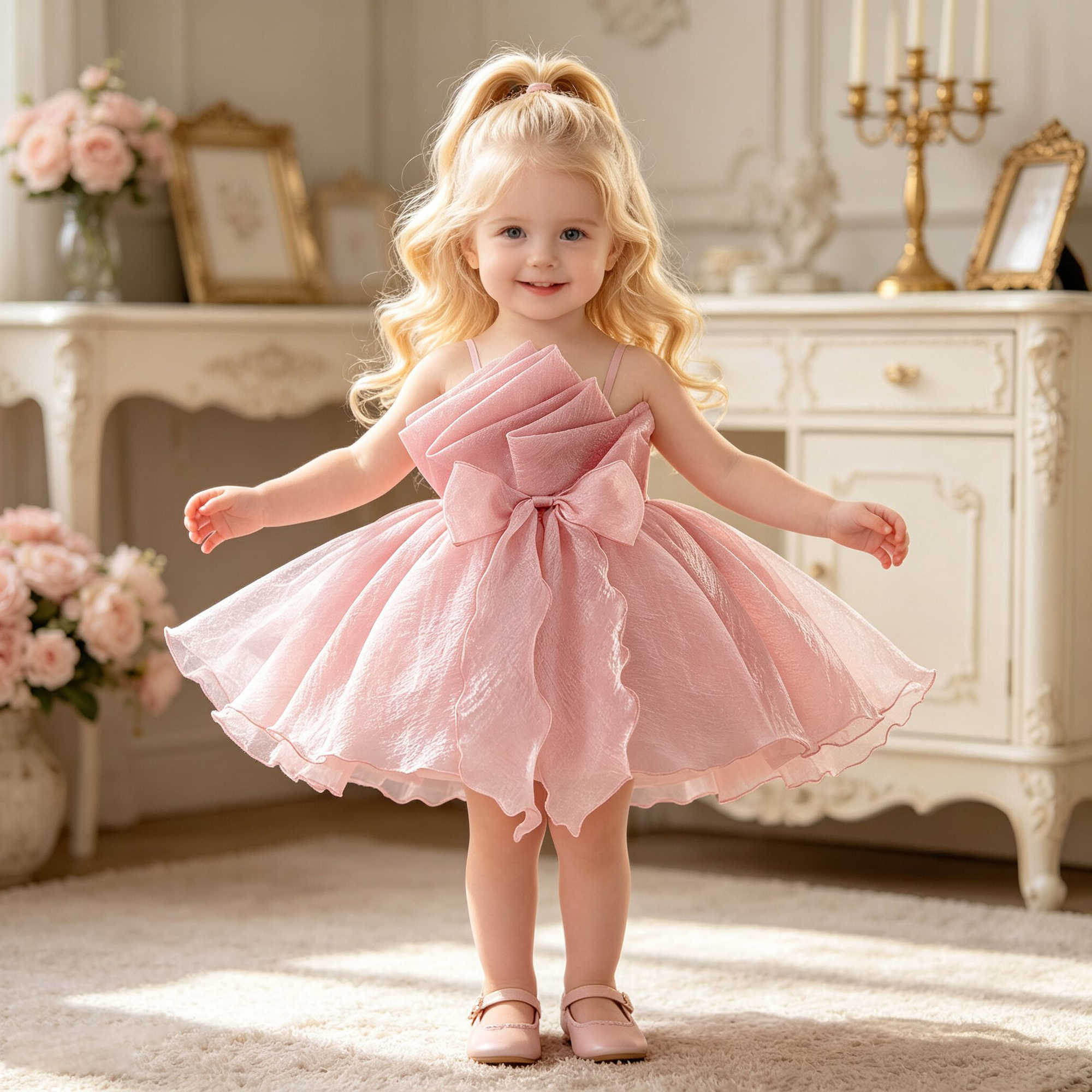 Tulle Toddler 1st Birthday Baby Girls Dress Elegant Baptism Party Banquet Princess Evening Dresses Wedding Bridesmaids Prom Gown S261016HRDC