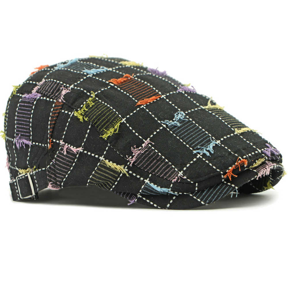 Beret HT4770 Cap Men Women Vintage Artist Painter Beret Hat Male Female Retro Plaid Ivy Flat Cap Adjustable Berets for Men Women S2610167QXZ