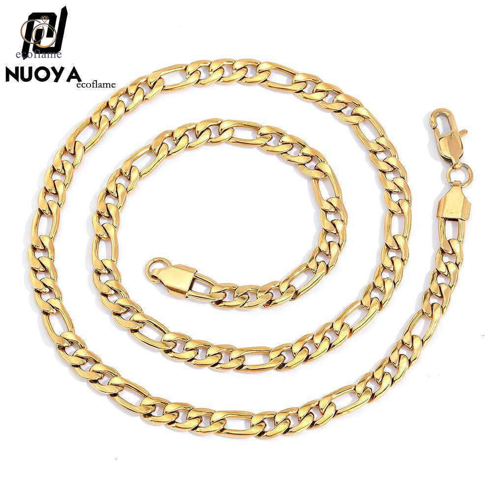 Jewelry Hip-Hop Japanese Style Buckle Press Head Figaro Chain 925 Sterling Silver 14K Gold Men's Necklace Jewelry Accessories Customization