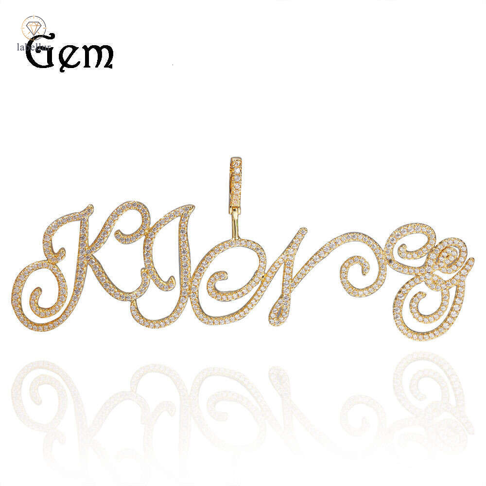 Hip Hop New Style Floral English Letter Splicing Men's Pendant Necklace Moissanite Jewelry Personality Trend Silver Inlaid Moissanite Jewelry 8