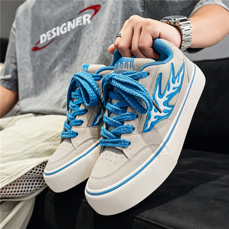 2026 New Flame Men's Niche Mesh Breathable Trendy Sports Casual Skateboard Shoes, 8158