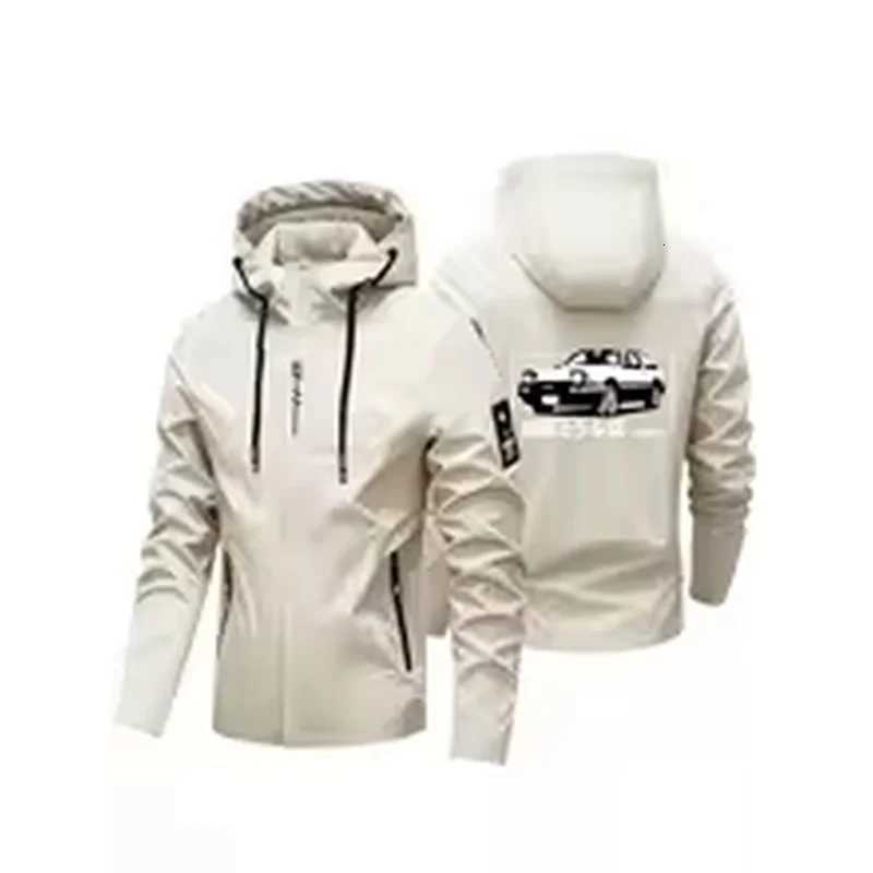Outdoor Jackets Hoodies Men Lightweight Hooded Windbreaker Spring Autumn Outdoor Coat Old JDM Sedan Illustration Print Hiking Fishing CasualT261016