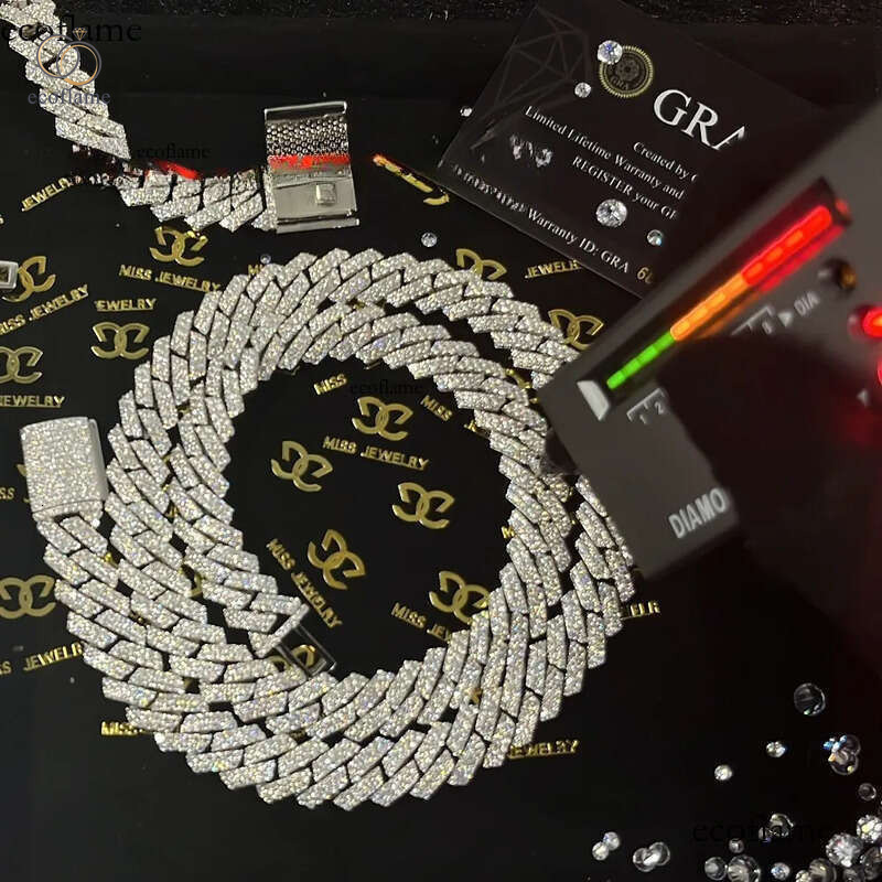 Hot Sale 10mm Sterling Sier Moissanite Cuban Link Chain Necklace and Bracelet New Type Jewelry