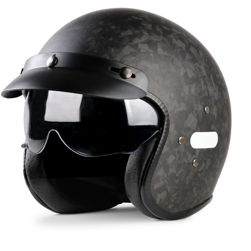 Motorcycle Helmet 3C Carbon Fiber For Men And flip modular Women, 3/4 American Retro Half Helmet, Ultra-Lightweight Full Face 33