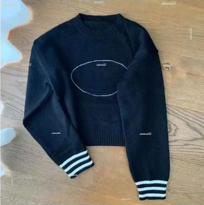 Pradsness Sweater Designer Women's Inverted Triangle Pattern Hoodies Winter P Sweatshirt Wool Knitted Outdoor Slow Running Pradlys Long Sleeve
