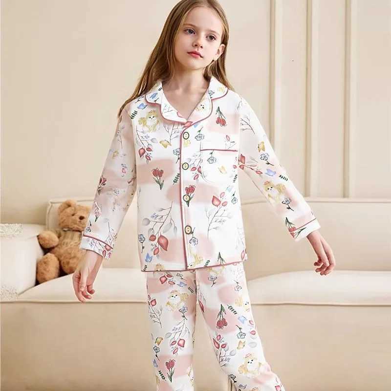 Pajamas 100% Cotton Kids Matching Family Pajamas Set Toddler To Kids Spring Autumn Long Sle Spwear Hewear with Collared DesignW261019