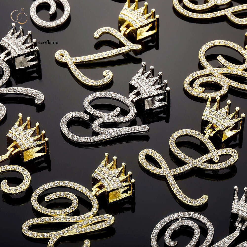 Popular Luxury Jewelry accessories: Crown cursive letter pendant personalized full-diamond 26-letter combination necklace trendy and versatile for m