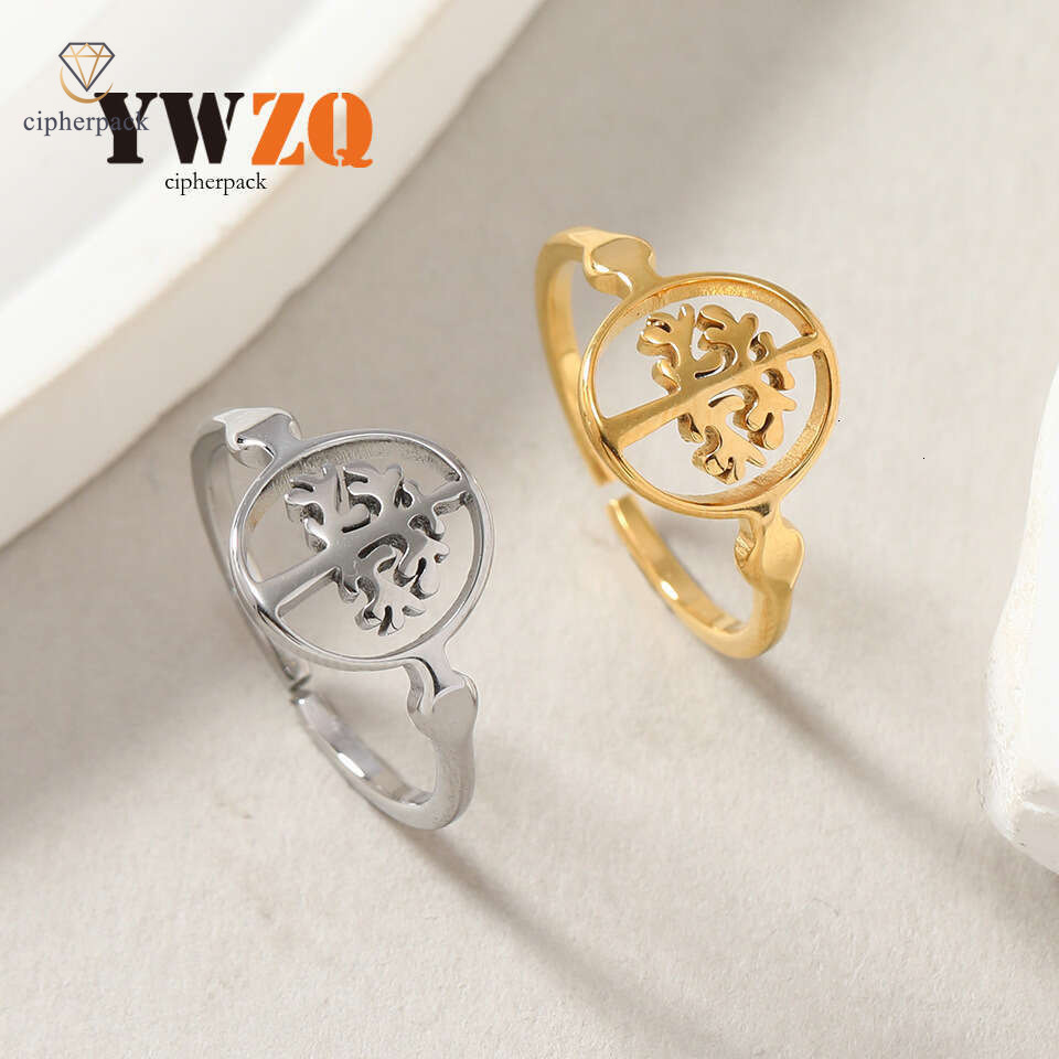 New titanium adjustable size hollow tree of life fortune-bringing ring 925 Sterling Silver 14K Gold jewelry