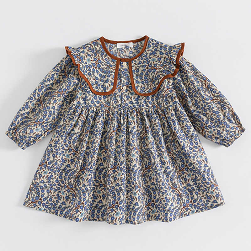 New 2023 Autumn Spring New Girls' Dress Fashion Cute Doll Neck Flower Print Dress Children's Girls Long Sleeve Princess Dress S261016RIRE