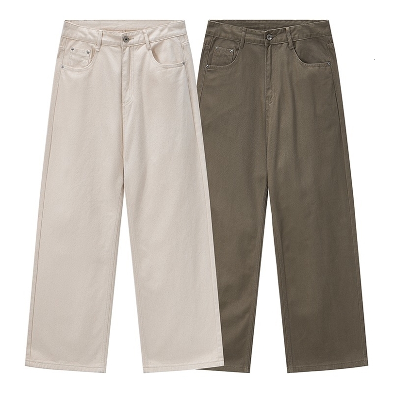 American Vintage Mens Straight Leg Jeans Cool High Grade Feeling Casual Denim Fashion Long Trousers 261014