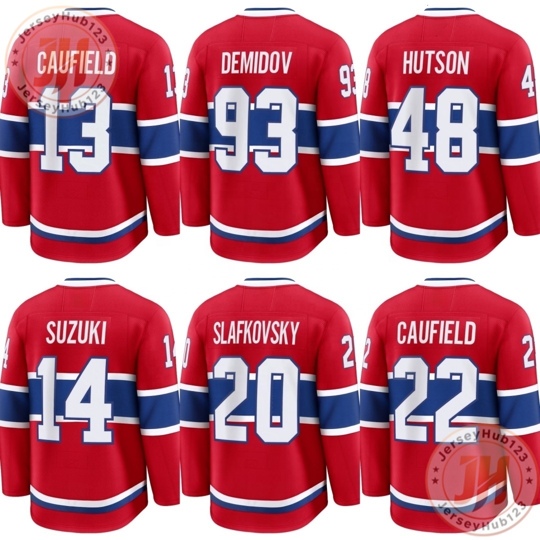 13 Cole Caufield #48 Lane Hutson #93 Ivan Demidov Men's Ice Hockey Jersey Red Wholesale Hockey Uniform