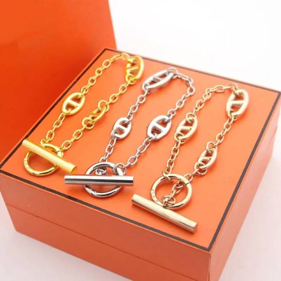 2026 Couple Brand H Classic Pig Nose OT Buckle Chain perfume Bracelet High Quality Stainless cologne Steel Jewelry Designer For Men ss9