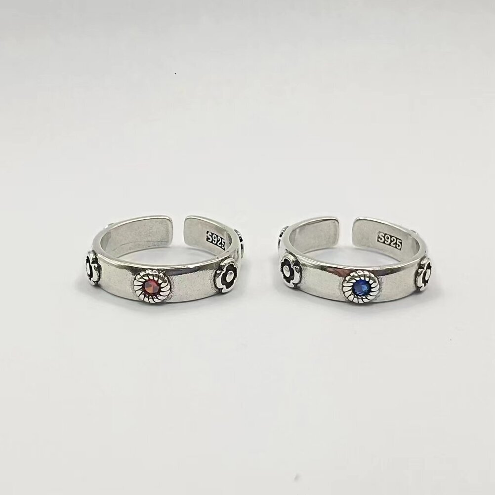 2026 Japanese Korean Anime-Style Miyazaki Hayao Retro Red perfume Blue cologne Gemstone Fashion Ring, A Unique And Stylish Accessory For Ani