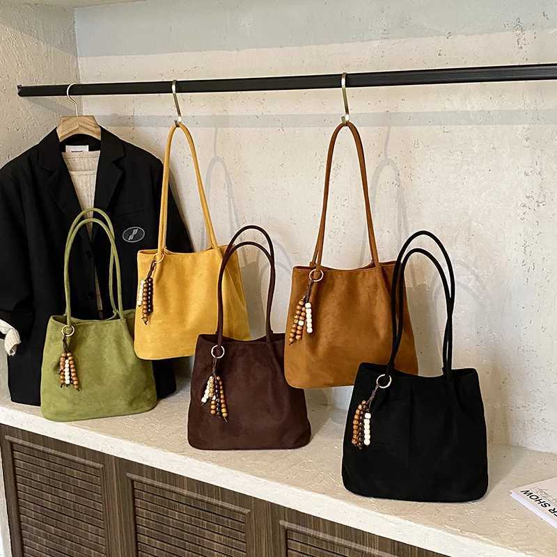 Totes Solid Color Faux Suede Zipper Commute Sweet Shoulder Bags2026 Fashion Large Capacity Versatile Casual Youth Tote Bags for Women X261016
