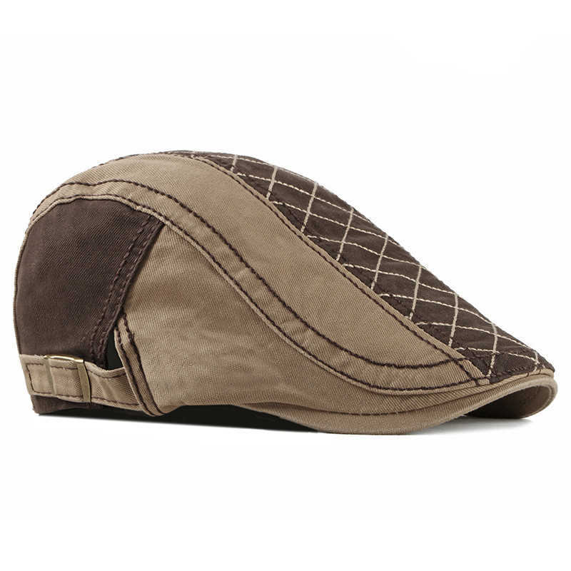 Spring 2024 Summer Patchwork Newsboy Caps Men Cotton Flat Peaked Cap Women Painter Beret Hats 22 S261016L4HM