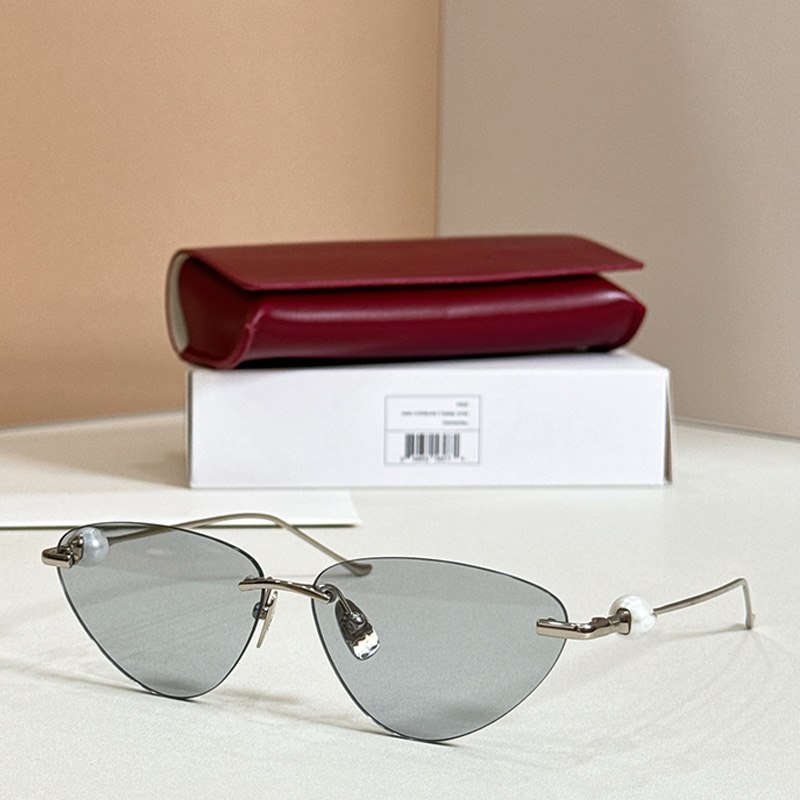 Womens Designer Triangle Frame Sunglasses 2323S Fashion Frameless Pearl Metal Temple Triangle Glasses Mens Womans Outdoor Vacation Multifunctional S