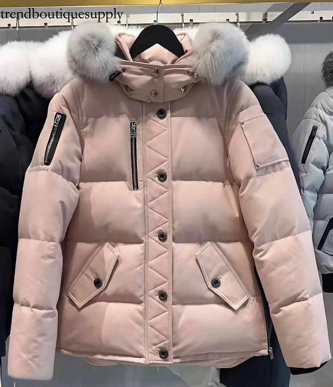 moose Designer Parkas Jackets Mens Winter Outdoor Windbreakers Puffer Short Parka Down Jacket Removable Fur Collar Unisex Loose Fit Winter Thick War