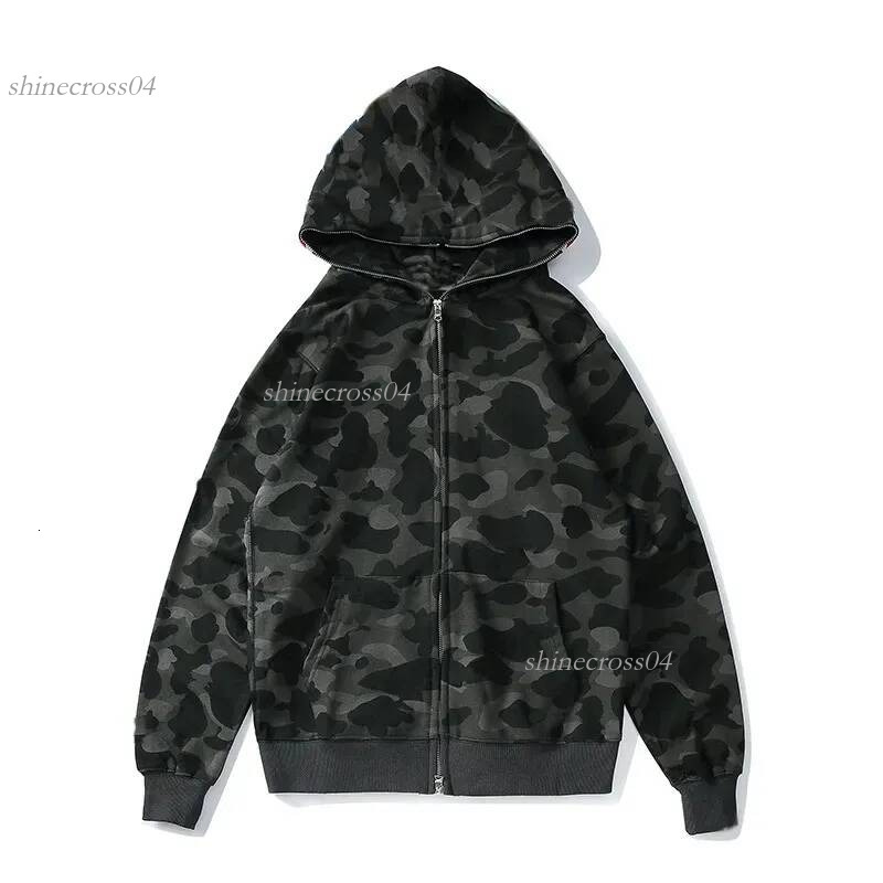 Shark jacket Fashion Casual Camouflage Printed bathing App Hoodies Jacket Men Women Spring Autumn Loose Couple Sleeve Zipper Trendy Bathing Ape Hood