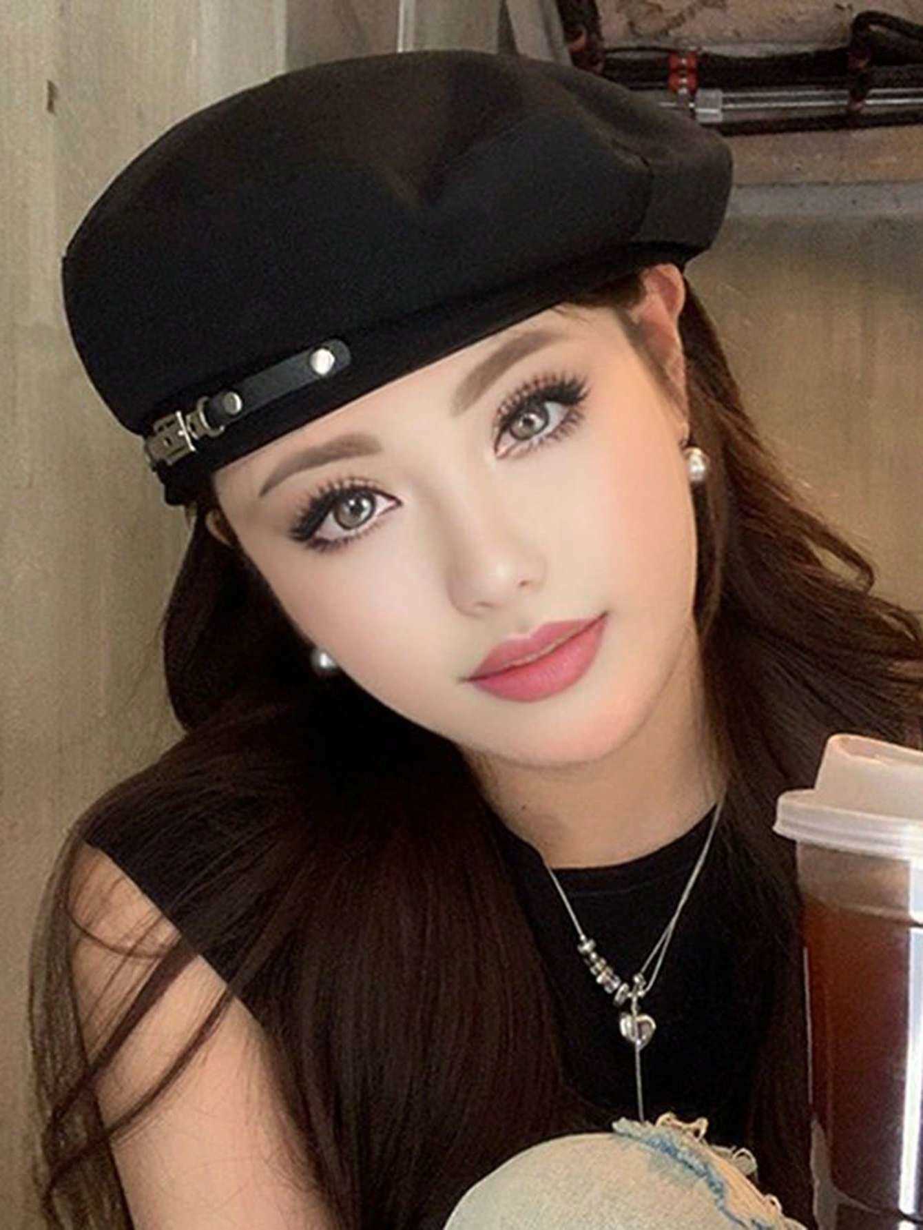 Solid 1pc Color Spring and Autumn Beret New Style Face-Slimming French Vintage Hat S26101698TP