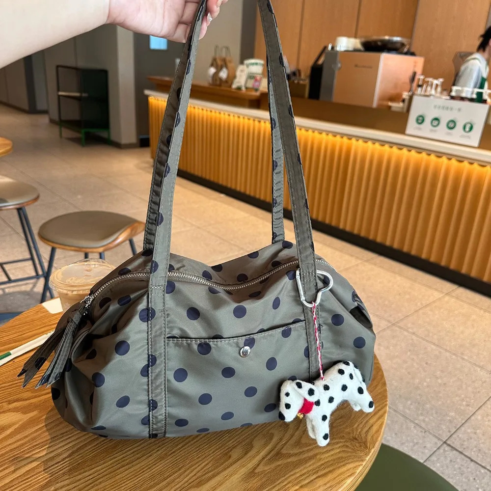 Ultra Lightweight Nylon Polka Dot Shoulder Bag Korean Style Large Capacity Handbag Perfect For Travel Yoga Sports Daily Storage 261016