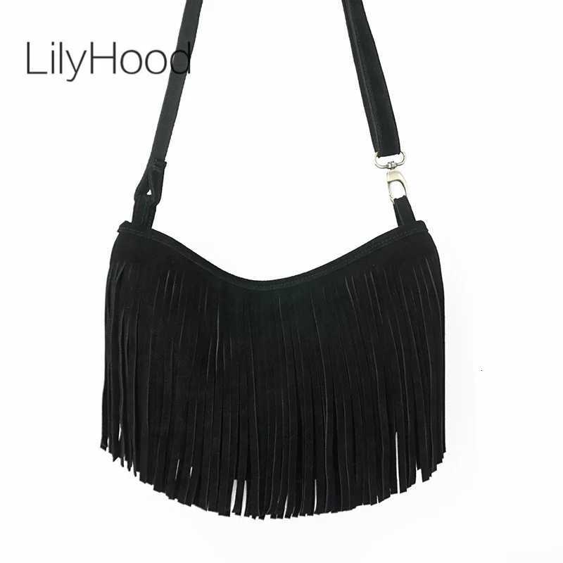 Totes Women Genuine Leather Suede Fringed Shoulder Bag Fashion Street Boho Hippie Gypsy Gothic Ibiza Soft Pouch Side Sling Bag X261016