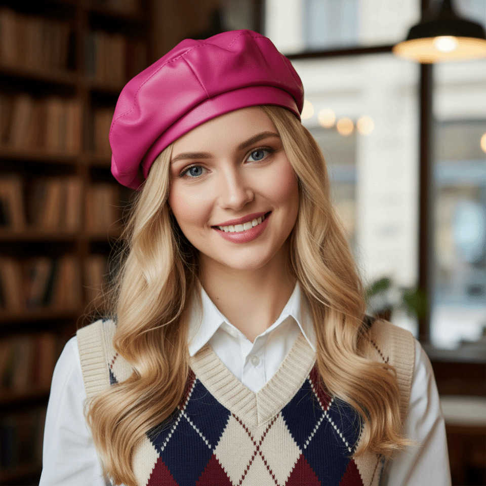 Solid Casual Color PU Beret Y2K Retro Painter Hat British Style Korean Artist Hat Outdoor S2610164GS6