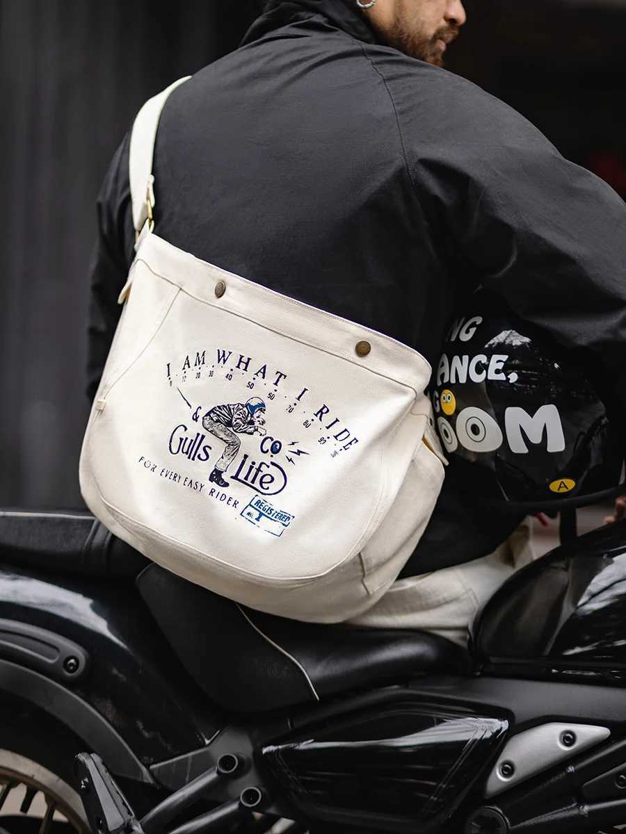 Cross Body Motorcycle Newsboy Bag Large Capacity Canvas Crossbody Bag for Men And Women Casual Shoulder Bag Tote Bag Crossbody Bag H261016