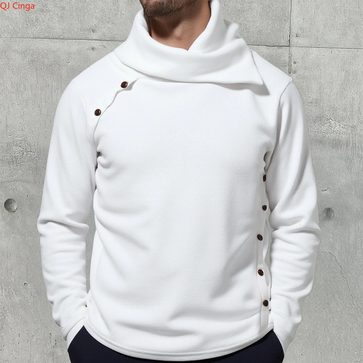 2026 Men's White Turtleneck Sweater Britishstyle Black Pullover Asian Sizes M4XL Gray Sweaters 261009