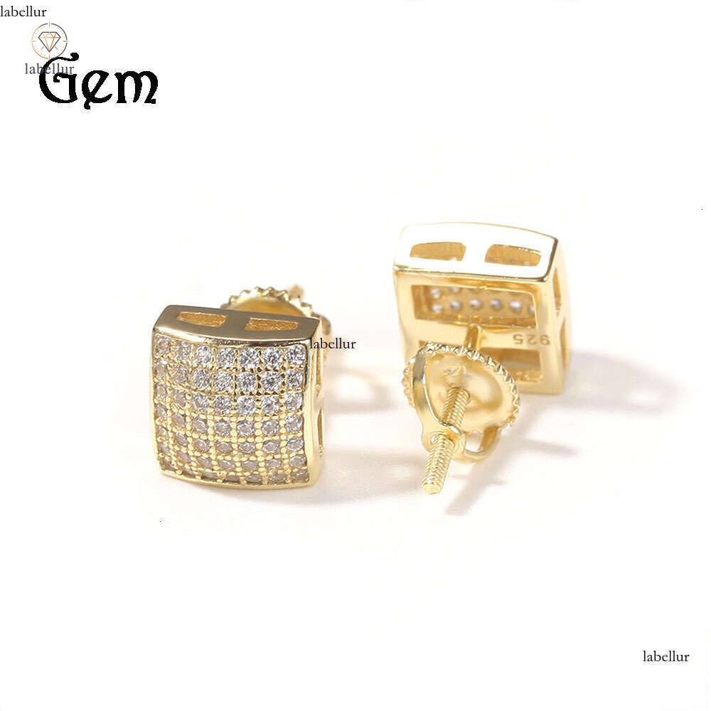 New Moissanite Jewelry Style Hip Hop Curved Square 925 Silver Micro-Paved Moissanite Fashion Simple Earrings Wholesale Accessories 4