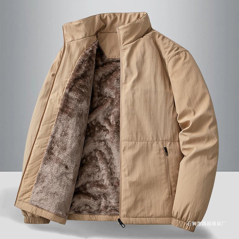 Veste d'hiver en Nylon doublée polaire pour hommes, manteau chaud coupe-vent décontracté avec fermeture éclair, grande taille, vêtements d'extéri