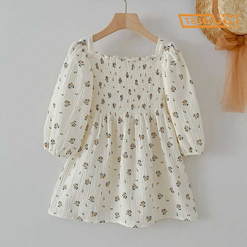 Autumn Spring Kids Baby Girls Long Sleeve Sweet Rose Printing Princess Dress Casual Baby Girls Dress Children Clothes Dress S261016GR7U