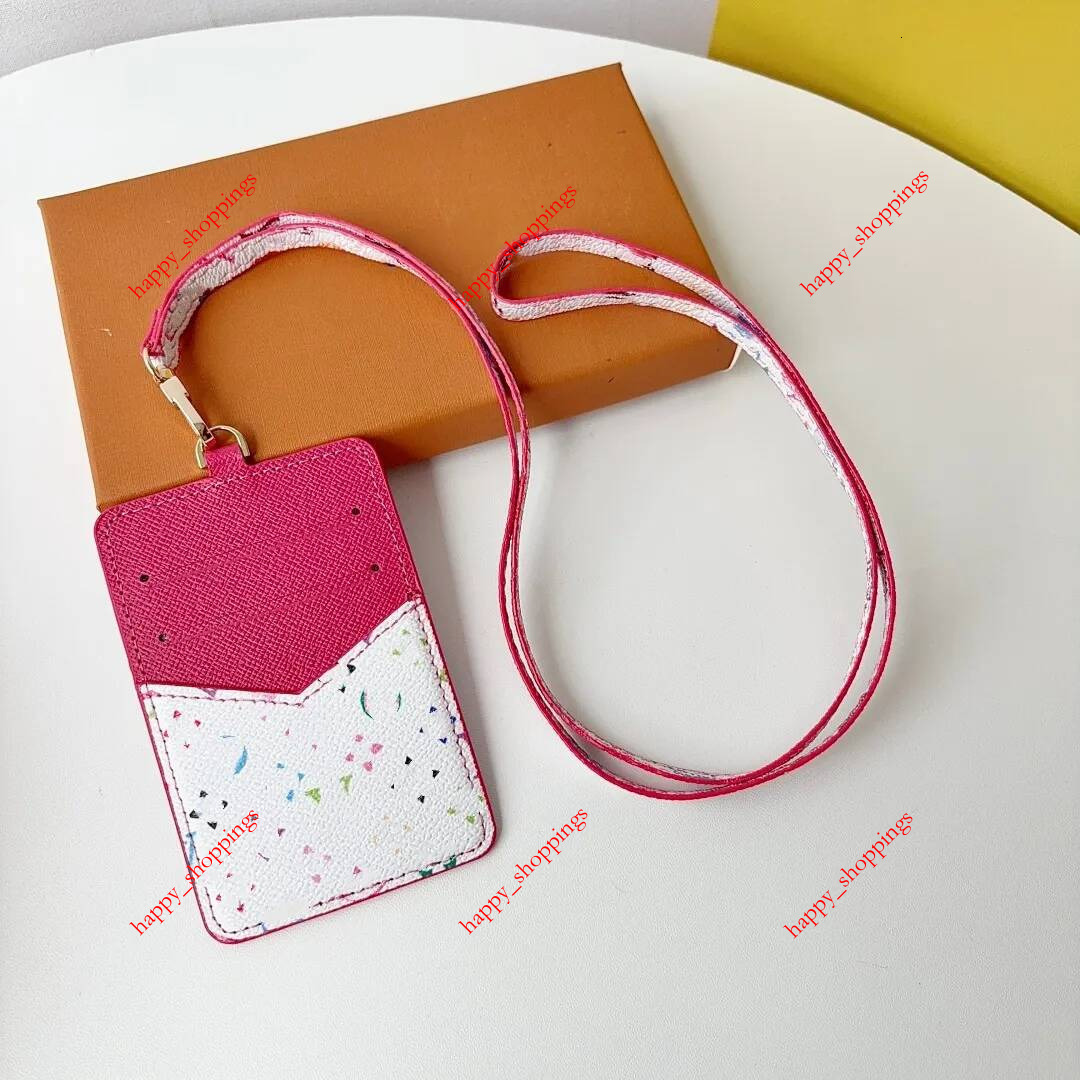 Murakami Multicolor with Lanyard Designer Monogram Style Neck Strap ID Badge Holder Luxury Canvas Credit Wallet Work Pass Bus Card Protector Case