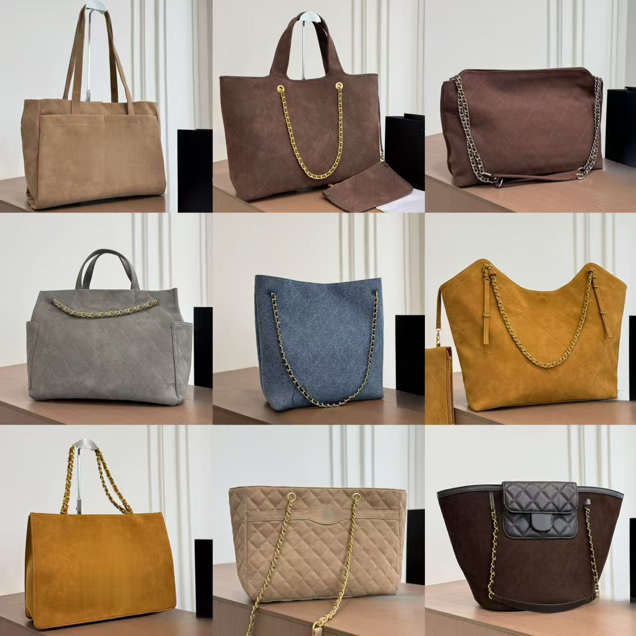 Designer Bag Vintage Suede Diamond Quilted Tote Bag Large Capacity Chain Handbag Luxury Commuter Shoulder Shopping Bag for Women Multi Colors for fa