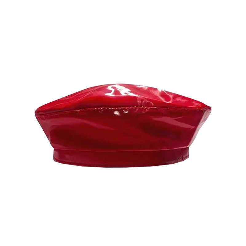 mirror Lady PU leather painter caps casual hat fashion French Artist painter glossy leather Beret Cap S261016I1KE