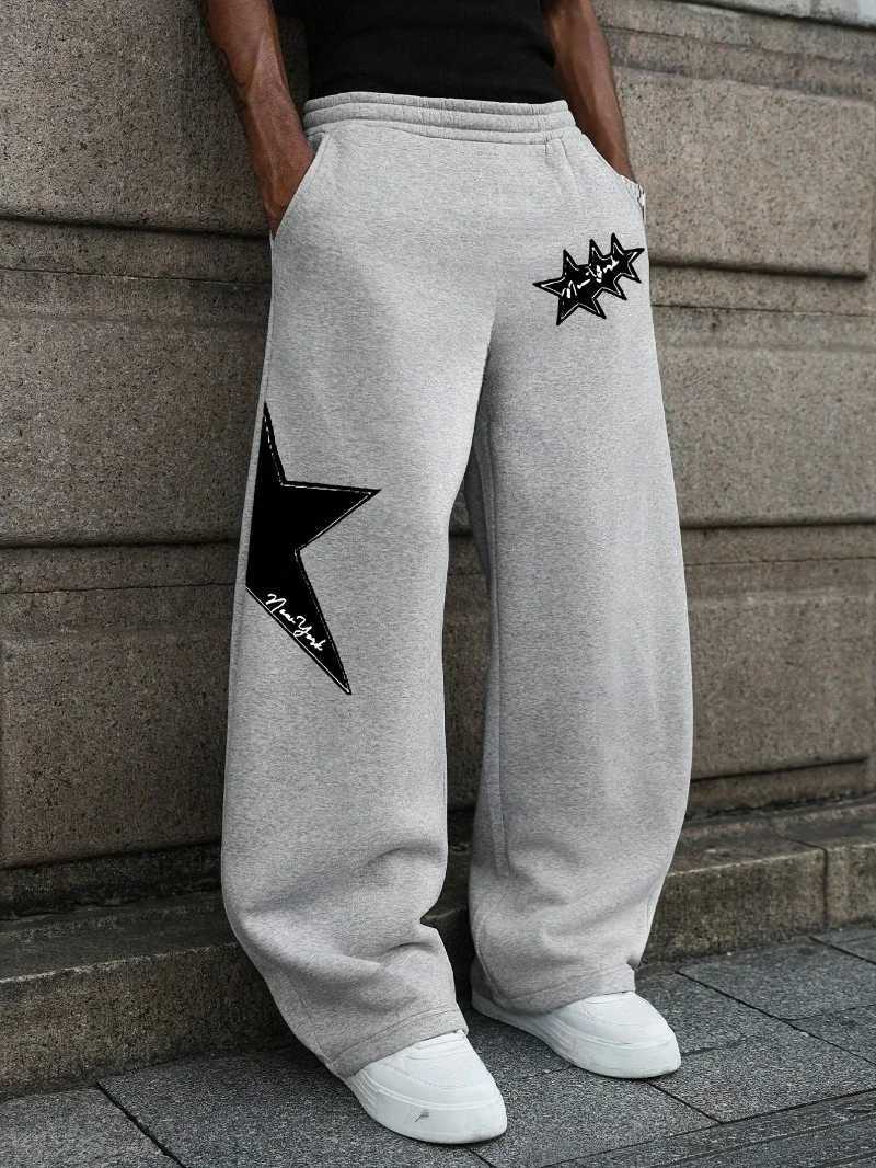 Fashionable Men's Versatile gothic Print Drawstring Loose Casual Sportswear Pants Men's Outdoor Daily Casual Pants Men's Pants S26101