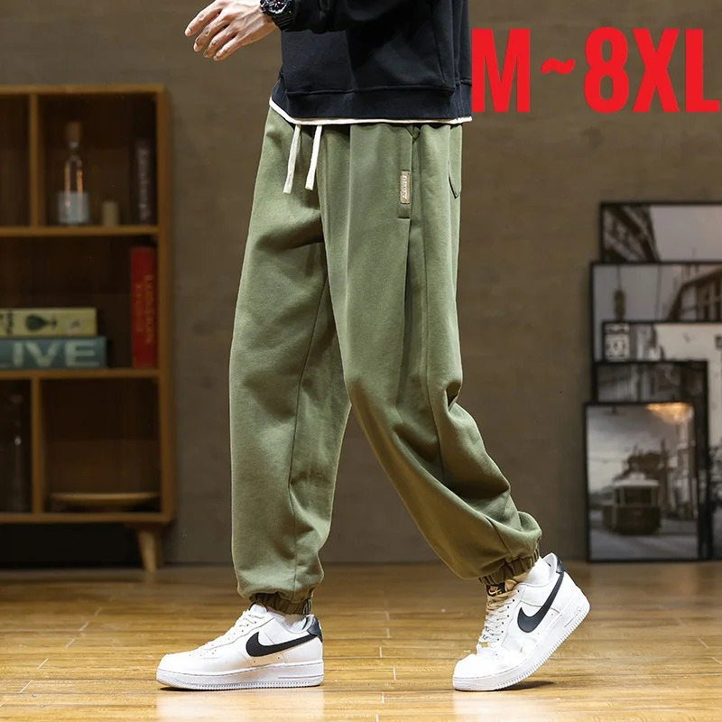 2024 in Spring Sweat Pants Men Loose Drawstring Jogger Sports Trousers Male Autumn Big Size Casual Sweatpants Plus Large 8XL 260923