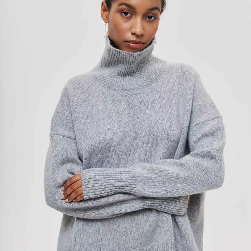 Pull surdimensionné à demi-col roulé pour femme, pull à manches longues, décontracté, Streetwear, fête d'automne et d'hiver, haut en tricot