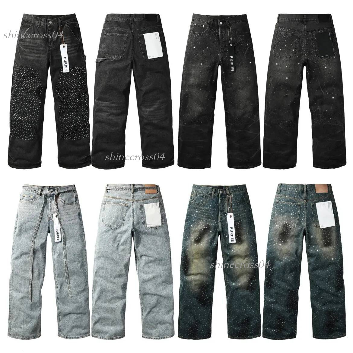 purple Mens Pants Men Jeans Trend Distressed Black Ripped Man Jean Biker Slim Fit Motorcycle Straight Pant Hip Hop Streetwear High Quality purples D