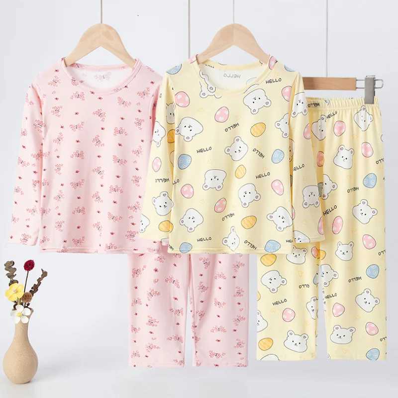 Pajamas 2-piece Autumn And Winter Girl Sweet And Cute Long Sled Set Children's Cfortable Base Shirt Elastic Waist Pants He SetW261019