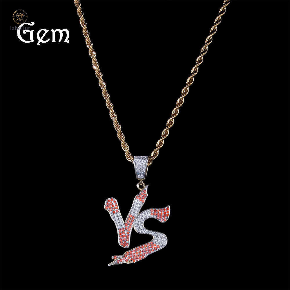 Moissanite Jewelry Hip Hop VS Letter Trendy Pendant Silver Inlaid Moissanite Full Diamond Necklace Personality Fashion Versatile Accessories Wholesa