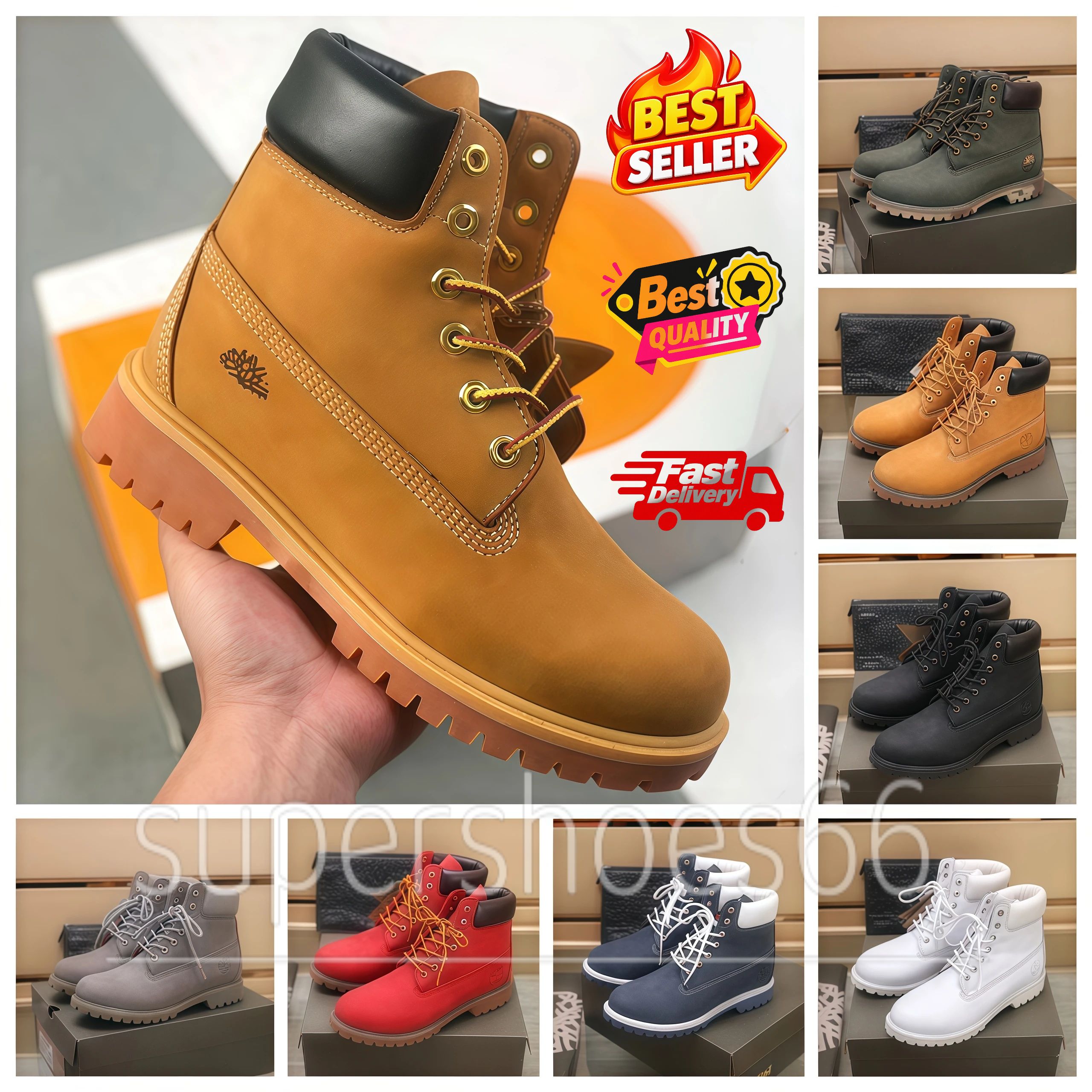 TOP tims boot Designer luxury Boots Shoes Men Waterproof Ankle Classic Martin Casual Shoe Cowboy Red Blue Black Pink Hiking Motorcycle Boots Martin
