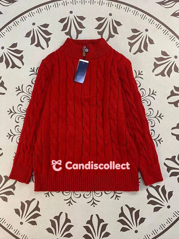 polo Fall And Winter Knitted Sweaters For Men Designer Cable Knit Couple Stand Collar Embroidered Half Zip Womens Sweater Tops Coat polo fd9