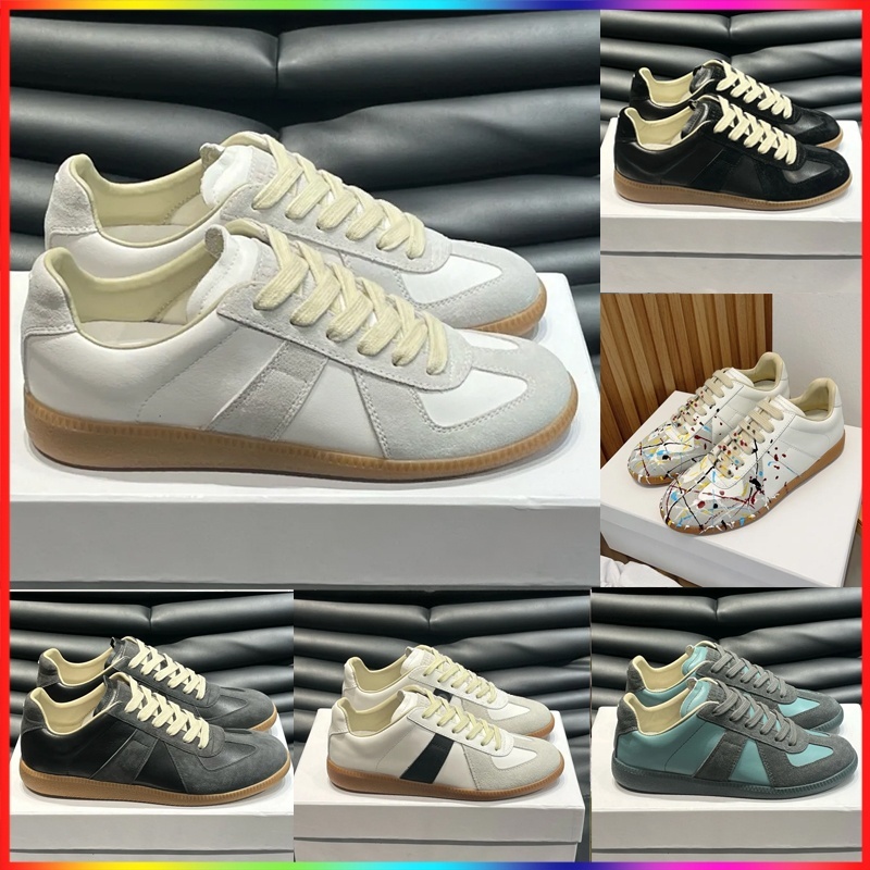 Casual Shoes Retro gats running shoes Trainer suede Style Leather womens mens Sneakers MM6 White Black designer shoes With Box Tag For Daily Commute