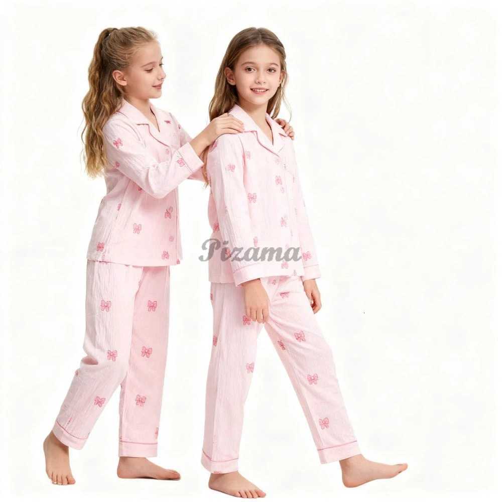 Pajamas Spring Autumn Winter Teen Girls Pajamas Sets Children 2 Piece Fl Sle Loungewear Kids Pyjamas Button Down Pijama Teen NiaW261019