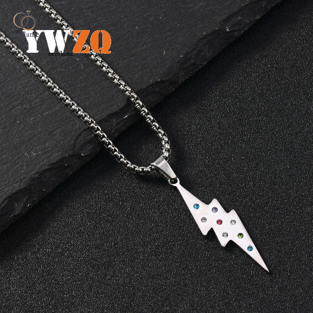 best-selling titanium necklace fashionable and unique lightning pendant with colored diamonds 925 Sterling Silver 14K Gold jewelry wholesale