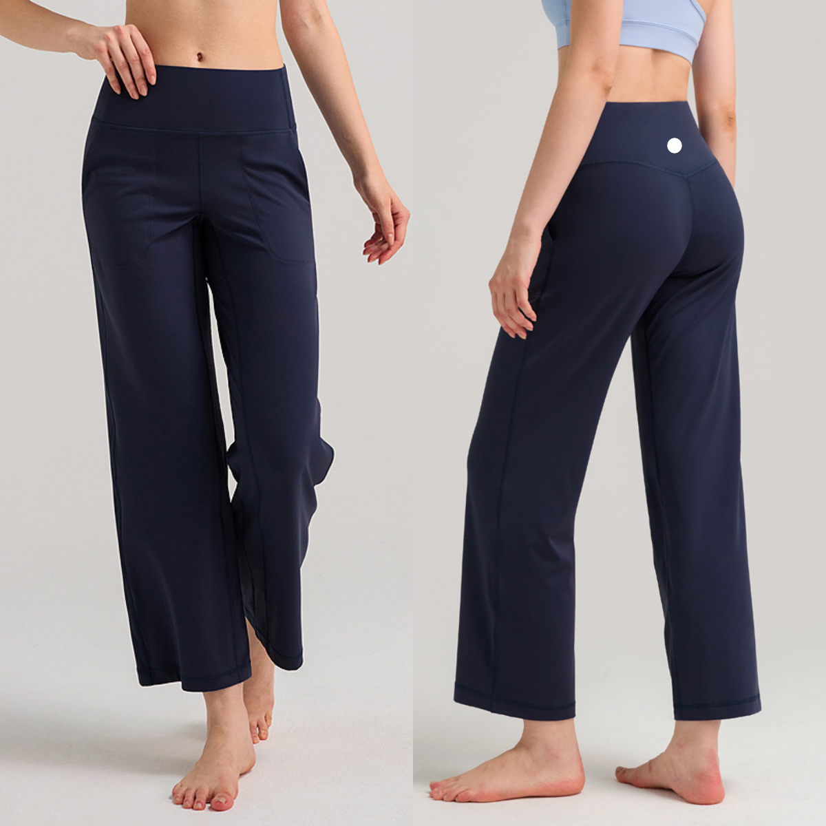 UU-L6681 Pantalon de sport taille haute à jambes larges pour femmes 28 "respirant Yoga Fitness tenue décontractée pantalon de sport à jambe droit