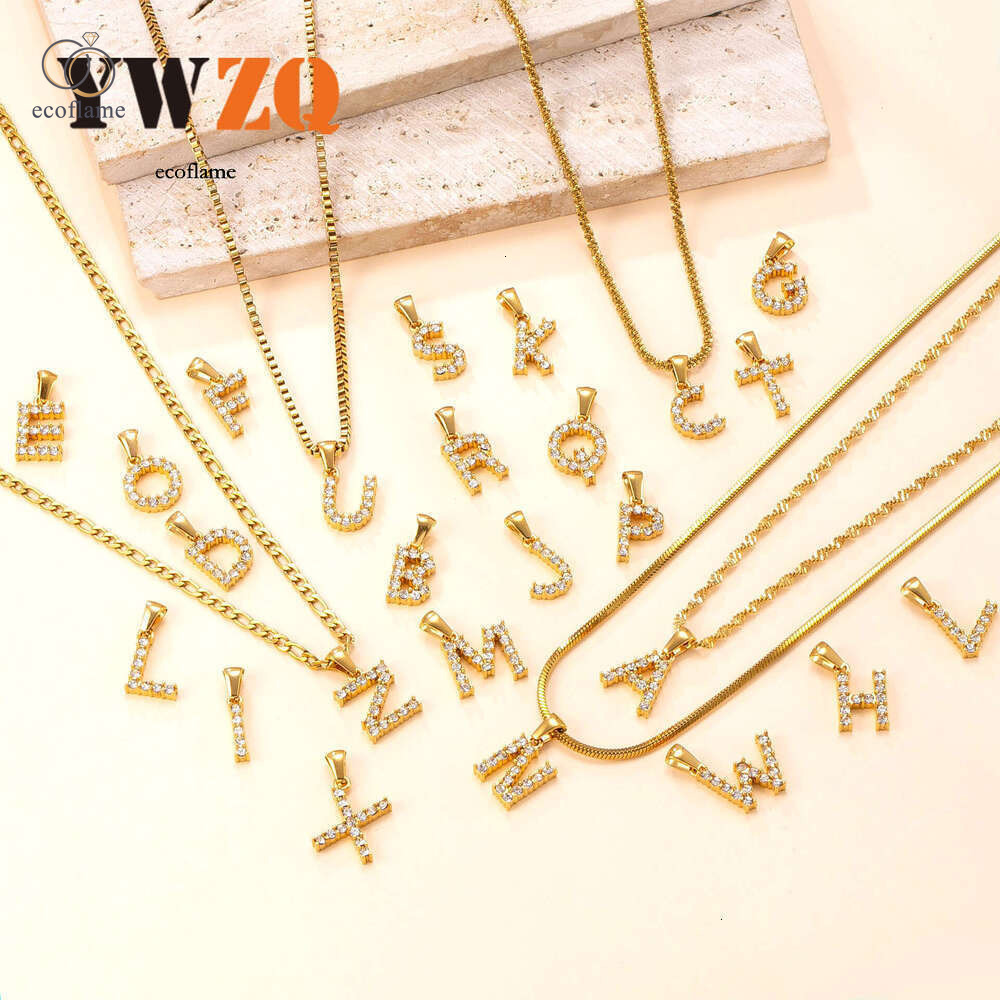 Single pendant new 925 Sterling Silver 18K Gold with diamonds 26-letter necklace fashionable and high-end DIY jewelry accessory