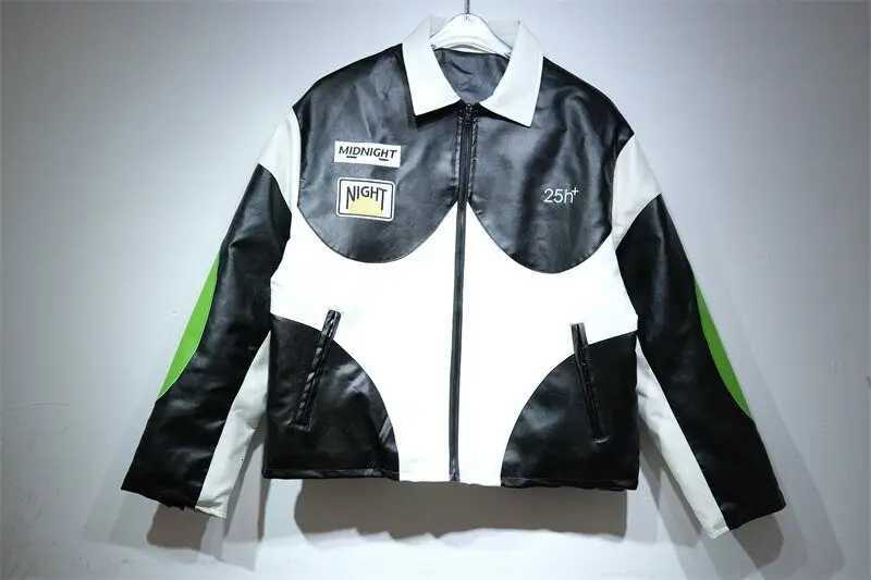 leather Men's Jackets Racing Retro Jacket Short Quilted Coat Embroidered Biker Mens Streetwear Sporty Outerwear Fashionable Windproof Coat N261