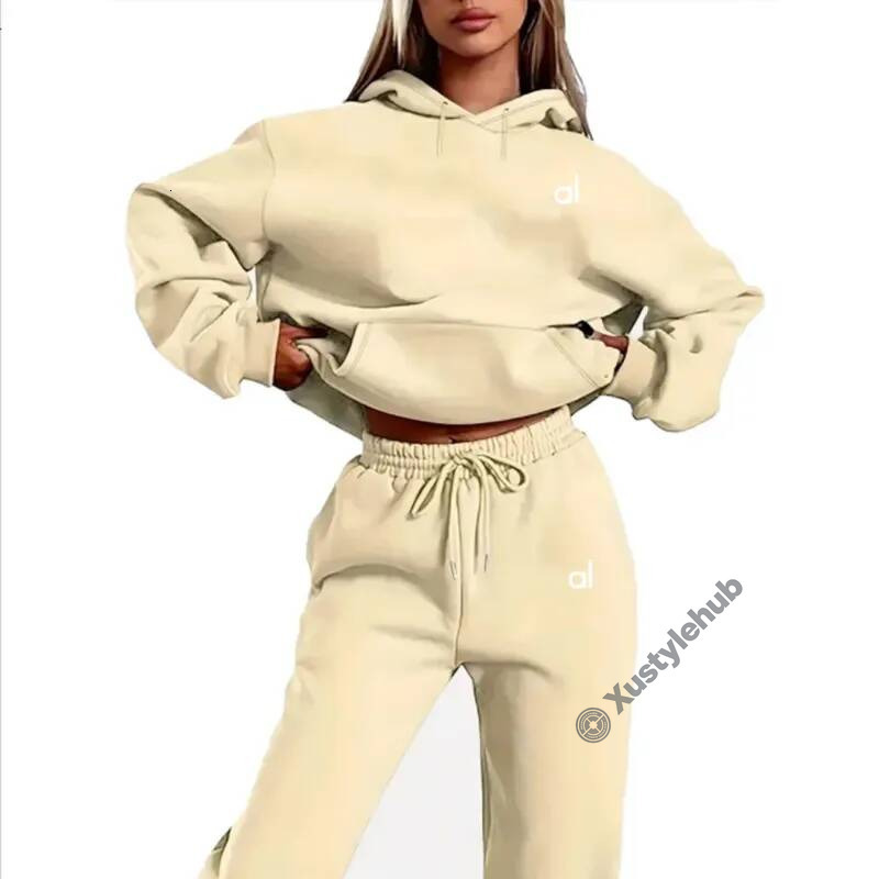 Hoodie Woman Designer Women's Hoodies Yoga 2 Piece Letter Printing Sports Suit Sportswear Jogging Hooded Clothes sweatshirt Sweatpants Luxury L
