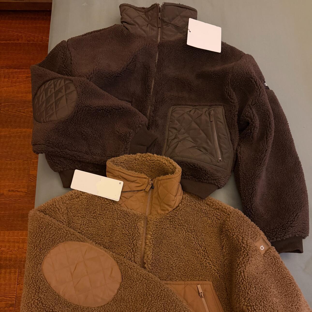 alone jacket Unisex Winter Korean Style Brown Lamb Wool Hooded Short Coat Thickened Warm Stand Collar Zip Jacket High Quality Sporty Casual Seamless